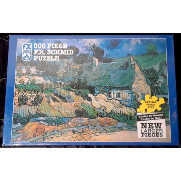FX Schmid Other - Vintage F.x. Schmid Puzzle Thatched Cottages at Cordeville by Van Gogh 300 Piece